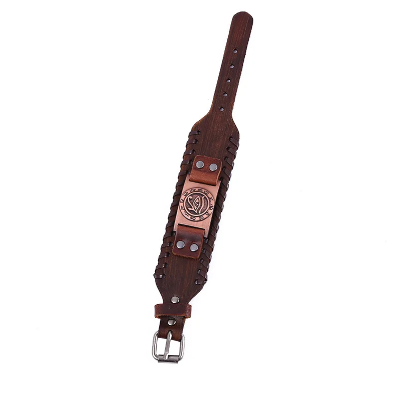 Модный винтажный широкий кожаный браслет Horus Eye модный мужской аксессуары