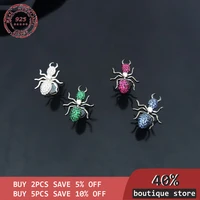single silver three dimensional s925 fun earrings with diamond multicolor ant ins cool wind personality and luxury jewelry
