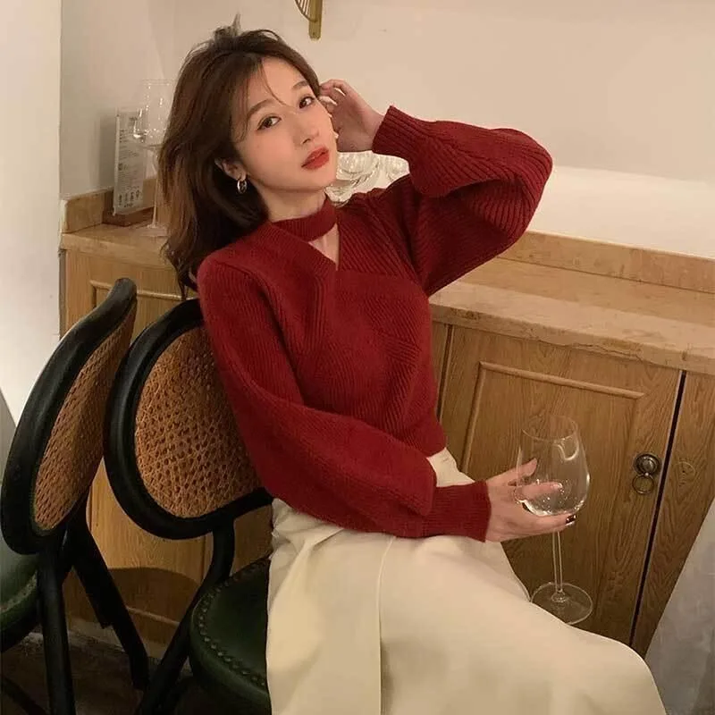 

New bottoming shirt sweater top autumn sweater women's early autumn dress design sense niche.