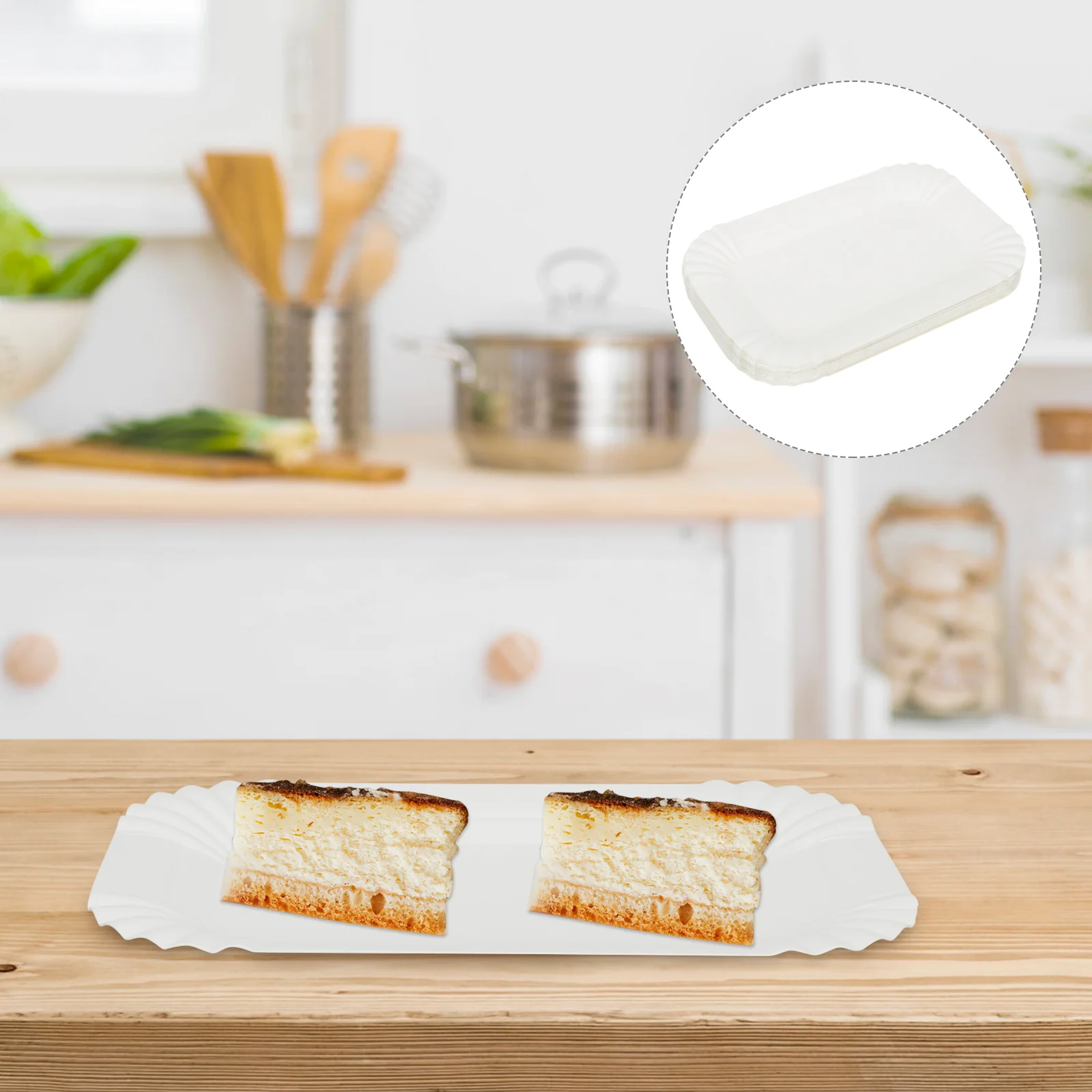 

100pcs Disposable Party Plates Party Cake Plates Dessert Plate Rectangular Paper Plate