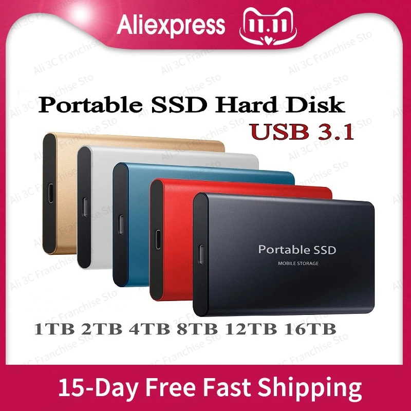 

16TB SSD Portable Original External Hard Drive Disks Solid State Drives For PC Laptop Computer Storage Device USB 3.1 8TB HDD