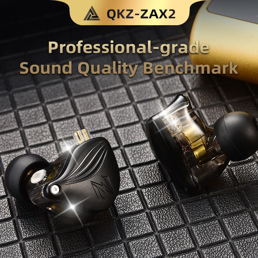 

QKZ ZAX2 In Ear HIFI Earphone Dynamic Sport Noise Cancelling Metal DJ Hi-Res Monitor Headphones with Mic Detachable Audio Cable