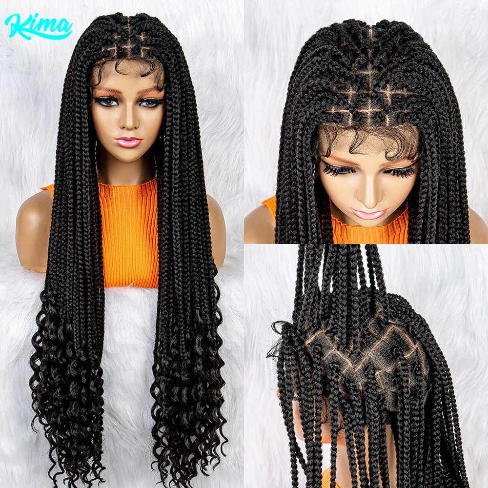 Synthetic Lace Front Wig Braided Wigs Knotless Box Braids Wig With Baby Hair For Black Women Full Lace Wigs Braid African