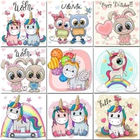 chenistory cartoon painting by numbers for kids drawing by numbers unicorn animals number paiting handicraft art home decor