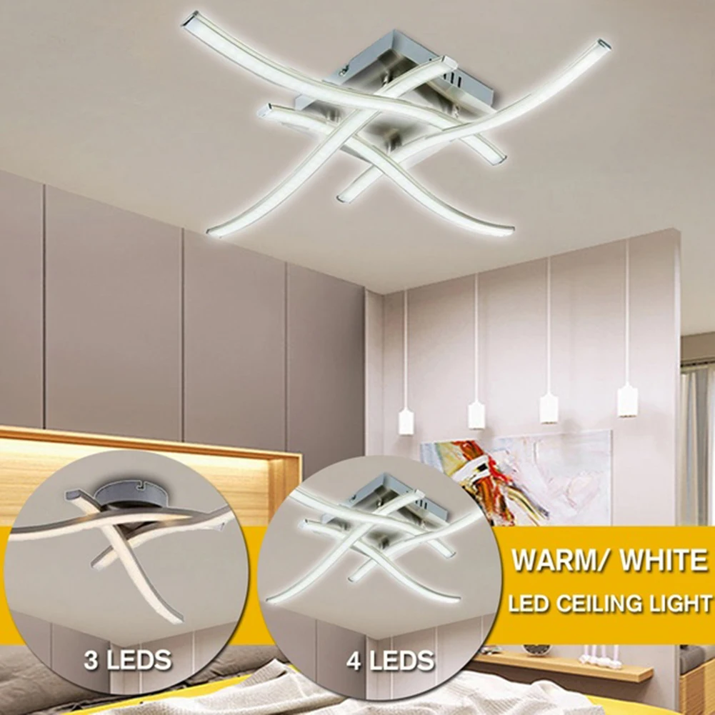 

LED Ceiling Lamp Stable Performance No Heating Safety AC 85-265V Forked Shaped Indoor Modern Lamp for Kitchen Bedroom