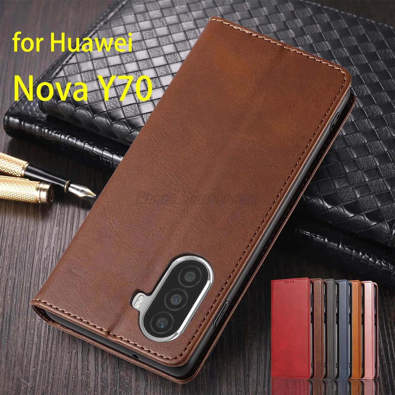 

Leather Case for Huawei Nova Y70 /Nova Y70 plus Wallet Flip Case Card Holder Holster Magnetic Attraction Cover Case Fundas Coque