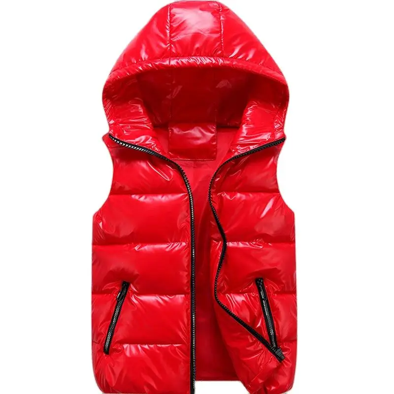 

Женский жилет, зимняя куртка, глянцевый безрукавный пуховой жилет, жилет, Осень-зима 2022, хлопковое пальто без рукавов с капюшоном, 4XL