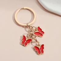 cute key chain red drop butterfly keyring flying animal keychain for women teenager girls handbag accessories handmade jewelry