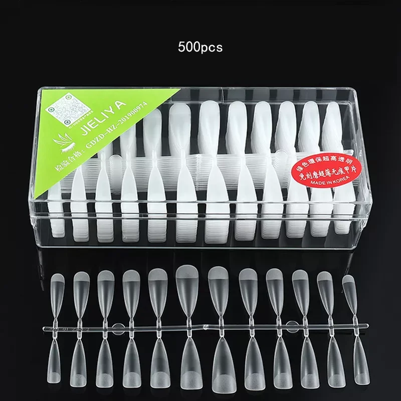 

500pcs Fake Nail Matte Tips Press on False Nails with glue Full Cover Coffin/Stiletto/Almond/Square/Oval Nail Art Salon Manicure
