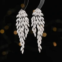 multi layer leaves exaggerated long tassel earrings for women fashion extremely luxury designer wedding elegant bride jewelry