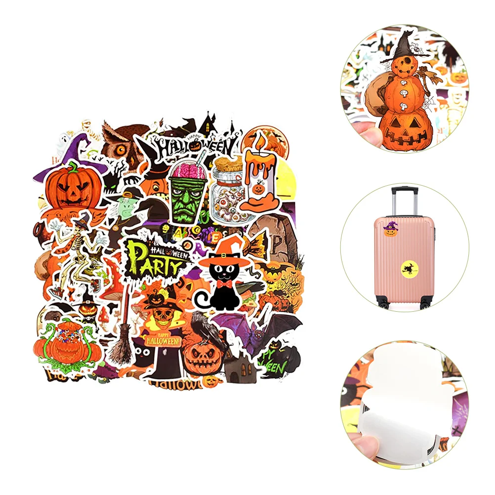 

50 Sheets Sticker Laptop Scrapbook Embellishments Suitcase Stickers Halloween Decals Horror