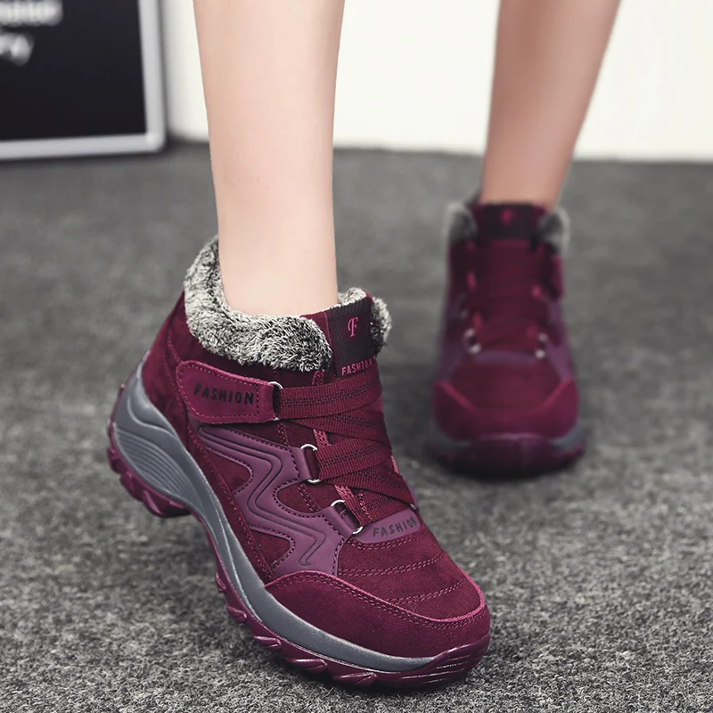 Winter Sneakers Women Walking Shoes Warmth Boots Casual Outdoor Sports Shoes Plus Velvet Thick Bottom Increasing Height
