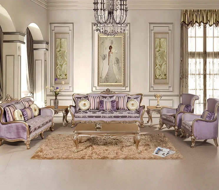 

European sofa combination living room luxury French court simple European light luxury cloth three neoclassical