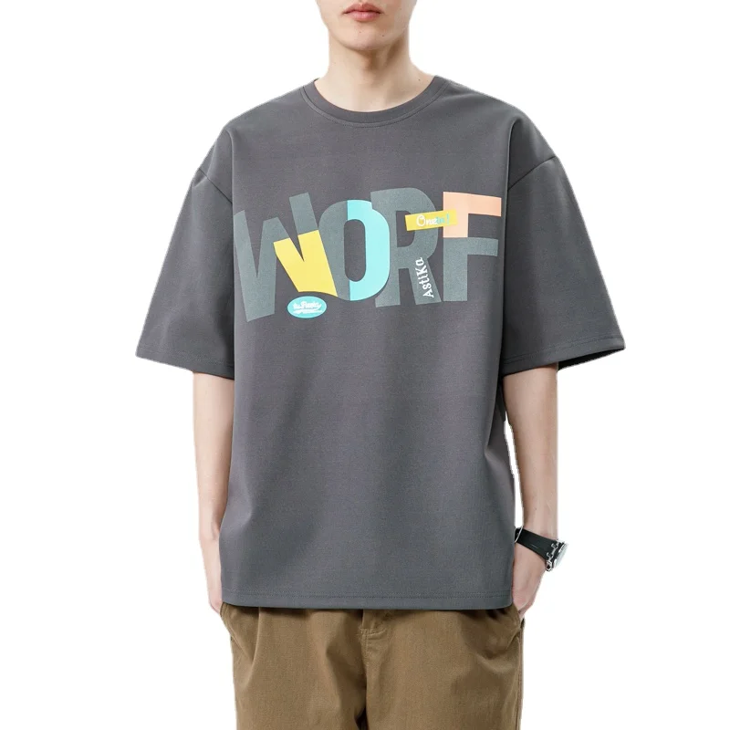 

GOGAGI New Short-sleeved Mens Summer T-shirt Fashion Loose Ins Large Yards Short-sleeved Male Heavyweight Cotton Half-sleeve Men