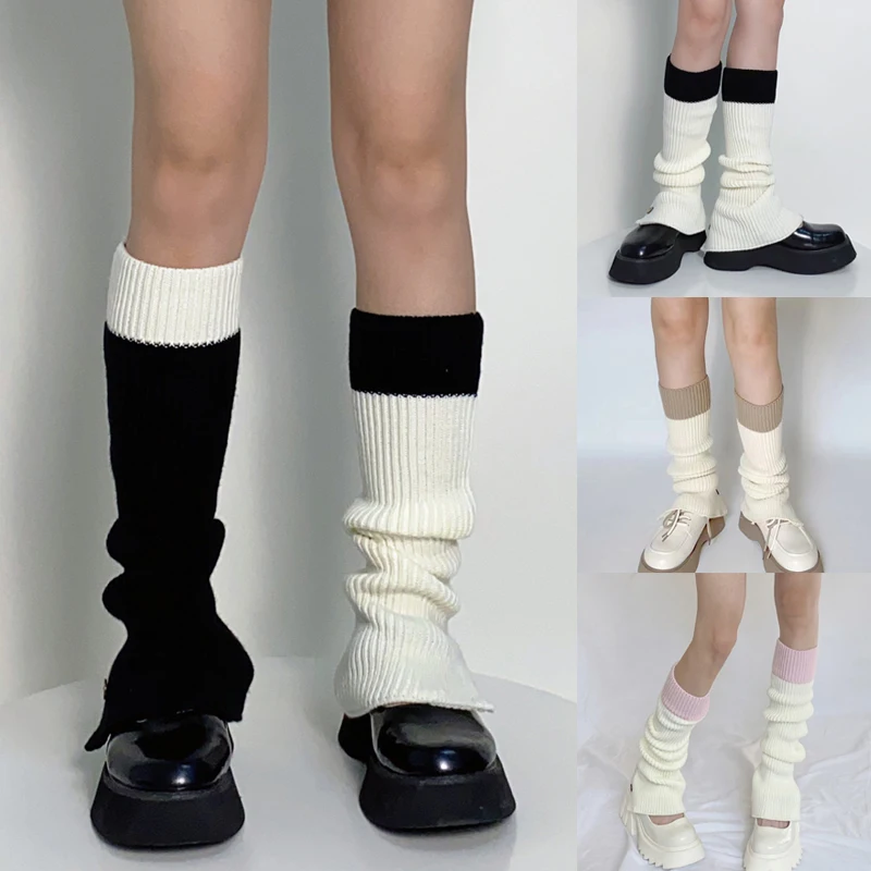 

Зимние гетры, пушистые аксессуары Goth Gyaru Y2k, вязаные носки в готическом стиле, Лолита, женские гетры для ног, женские носки, леггинсы в готичес...