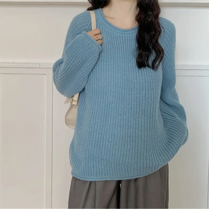 FINEWORDS винтажный повседневный зимний вязаный свитер женский уличный пуловер с