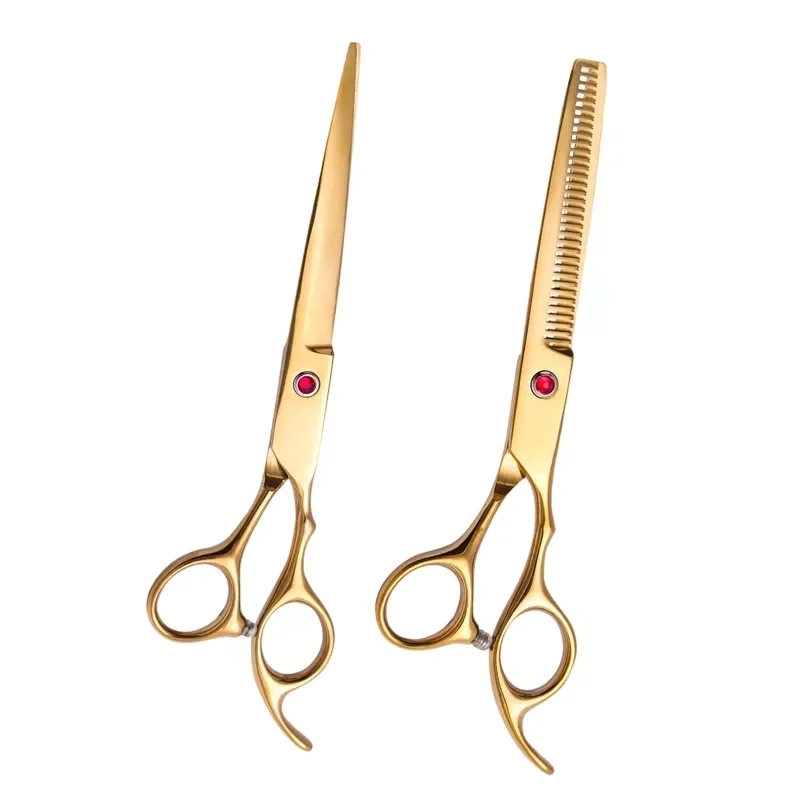 

NEW IN 7 Inch Japan Stainless Steel High Quality Hot Golden Dog Hair Grooming Scissors