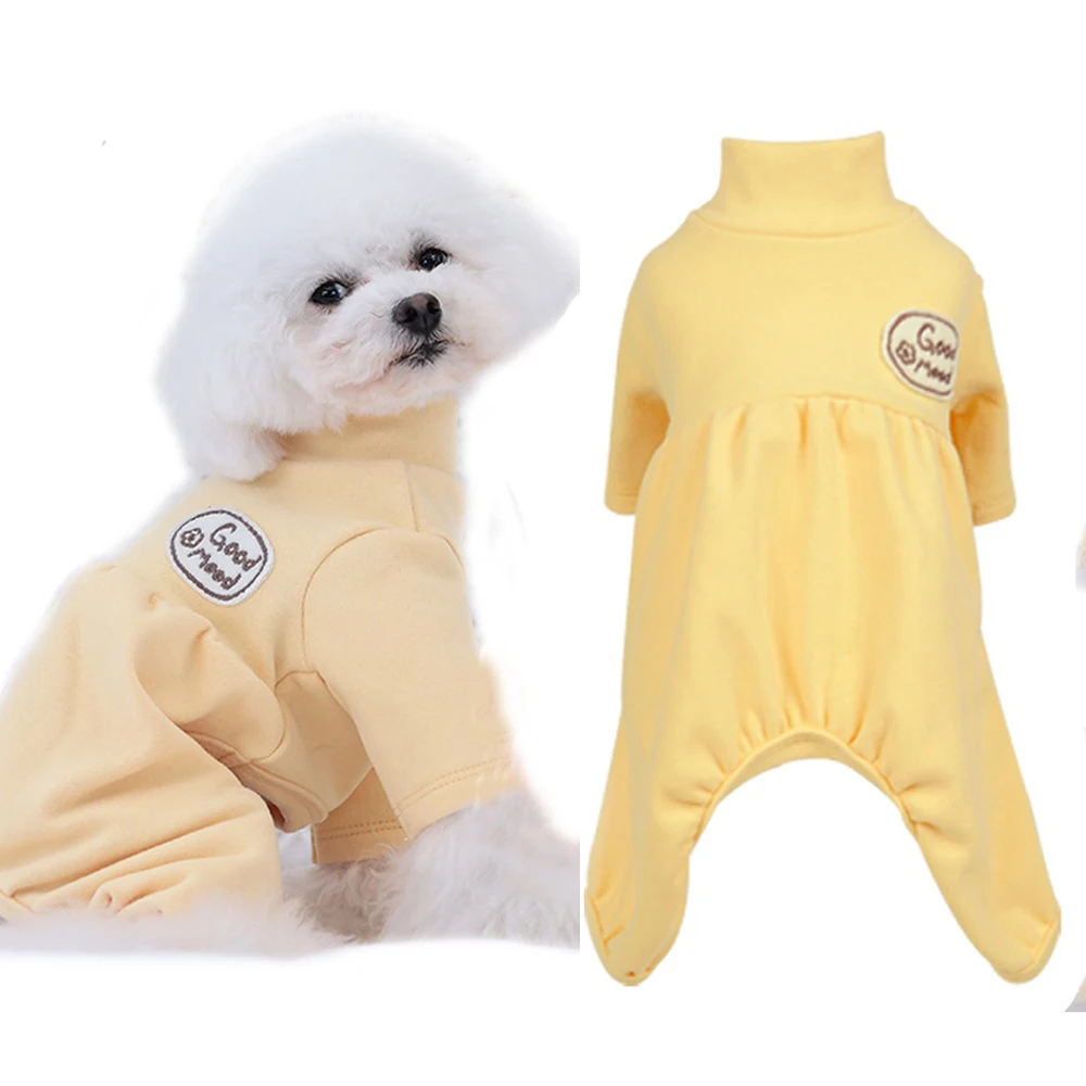 

Plain Dog Pajamas for Small Dogs Super Soft Warm 4-Legged Half Turtleneck Pet Jumpsuit Windproof Puppy Bottoming Shirt Clothes