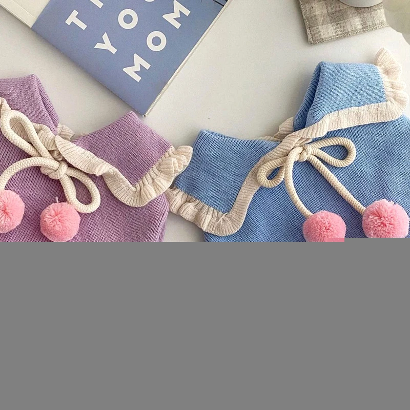 

Pet Clothes Autumn Winter Medium Small Dog Cat Knitted Sweater Warm Wool Cute Wide Collar Kitten Puppy Sweet Pullover Sweatshirt