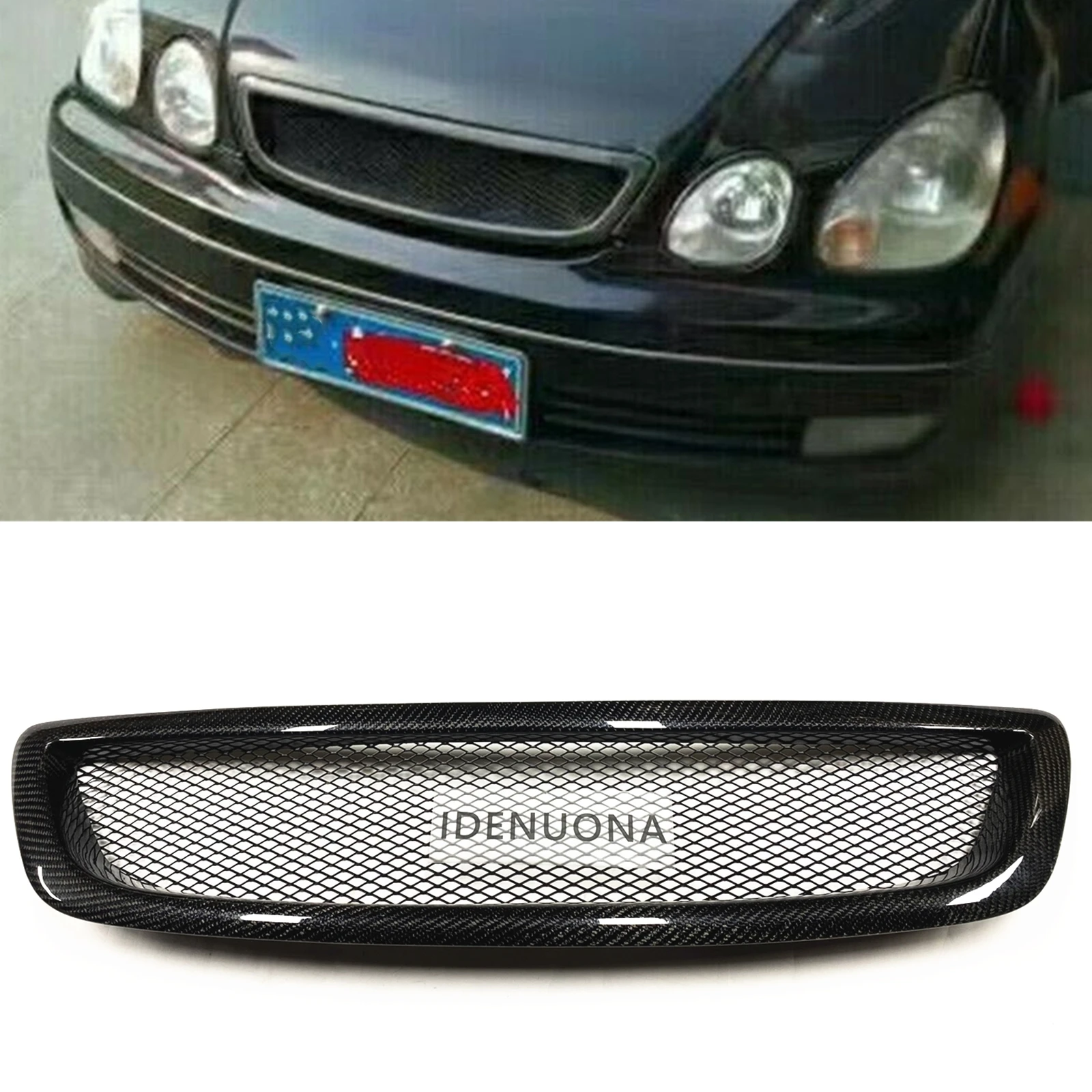 

Передняя решетка гоночная решетка для Lexus GS300 GS400 GS430 1998-2005, верхний бампер автомобиля из настоящего углеродного волокна, впускной сетчатый к...