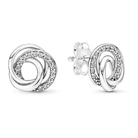original sparkling family always encircled stud earrings for women 925 sterling silver wedding gift pandora jewelry
