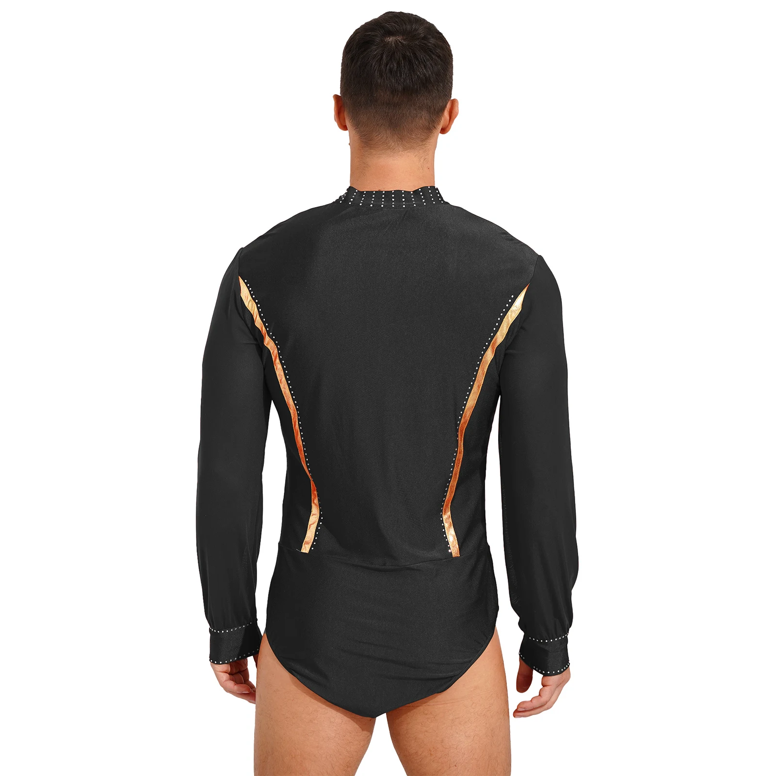 Мужская одежда со стразами для латинских танцев рубашка боди бальных ча-ча-румба
