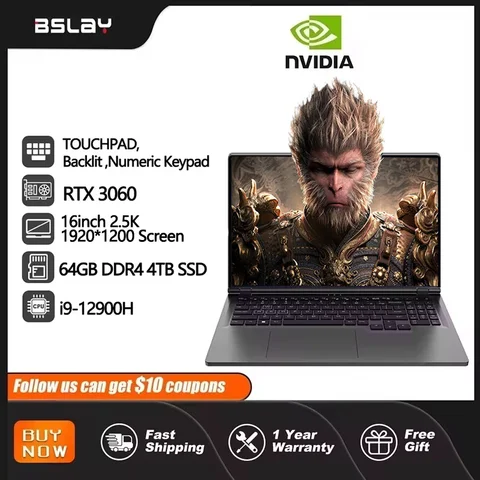 Игровой ноутбук BSLAY, 17", 8/256ГБ, 16/512ГБ, 16ГБ/1ТБ, 32/512ГБ, 32ГБ/1ТБ, 32ГБ/2ТБ, 64ГБ/1ТБ, 64ГБ/2ТБ, 64ГБ/4ТБ, i9-12900H, RTX 3060, Windows
