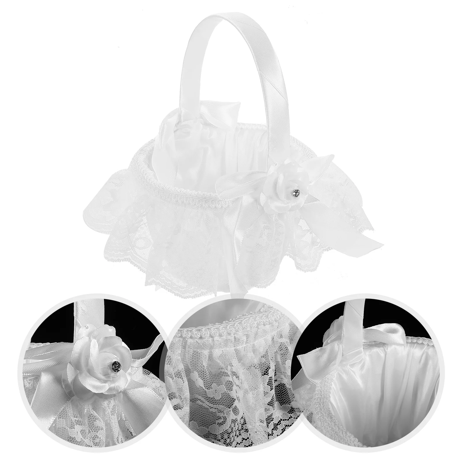 

Basket Flower Wedding Girl Lace Baskets Candy Bowknot Storage Gift Petal Bride Ceremony Party Fairy Photo Prop Container
