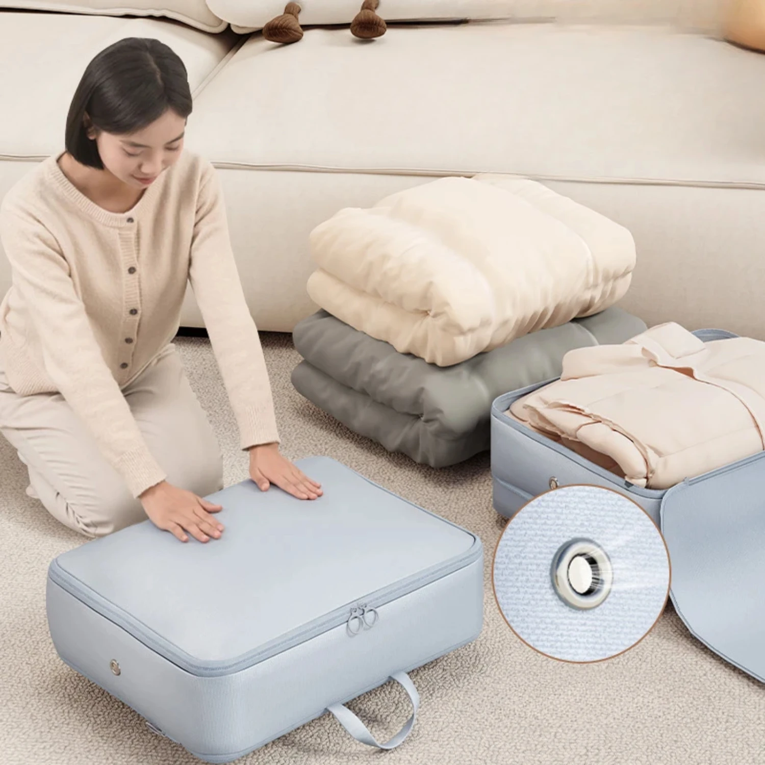 Складной пуховик из полиэстера большой емкости с ручкой сжатый для дорожной