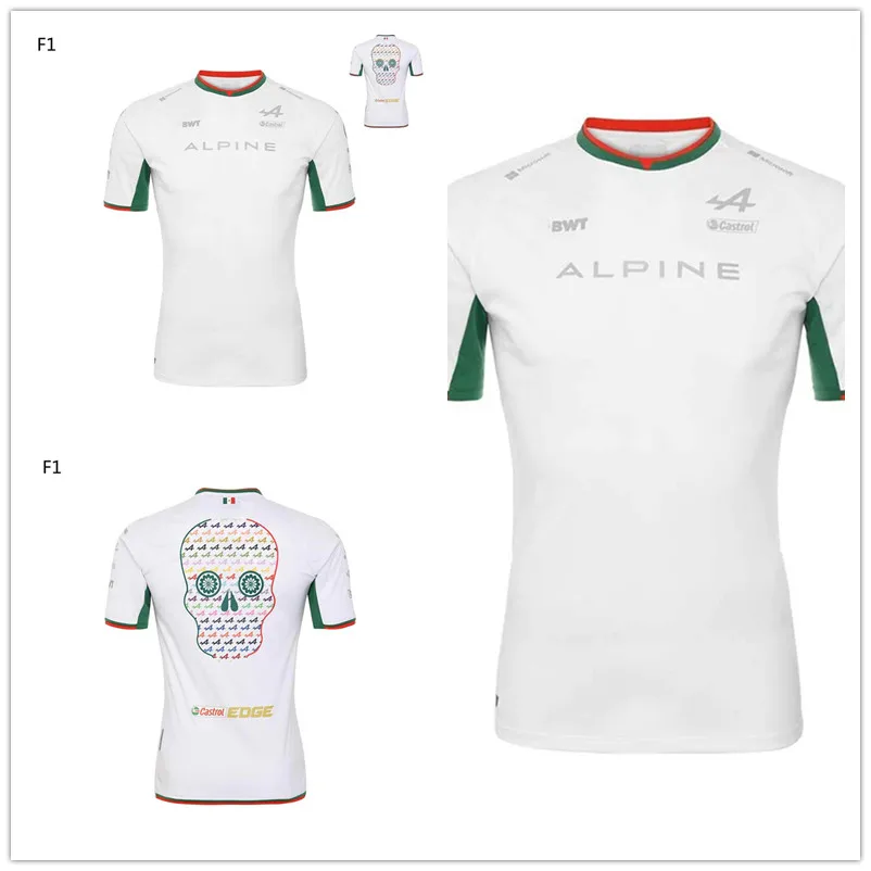 

2022 Kombat Mexico BWT Alpine F1 Jersey Men's White T-shirt Formula One Clothing Motorcycle Cycling Set Outdoor Sports T-shirt