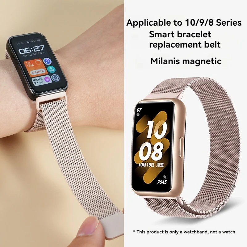 Фото Металлический ремешок для Huawei Band 8 9 10, сменный браслет, миланская магнитная петля, ремешок для часов, ремешок для браслета из нержавеющей стали №1