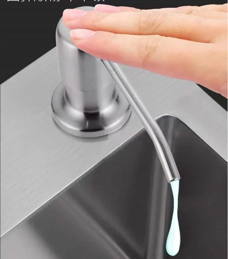 

304 stainless steel sink soap dispenser pump head extended silicone hose bathroom hand washing and cleaning soap dispenser