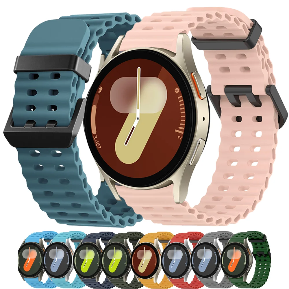 Фото Силиконовый ремешок для Samsung Galaxy Watch 7 FE 6 4 5 44 мм 40 мм/5pro, спортивный браслет без зазоров correa Galaxy Watch 6 classic, ремешок 47 мм №2