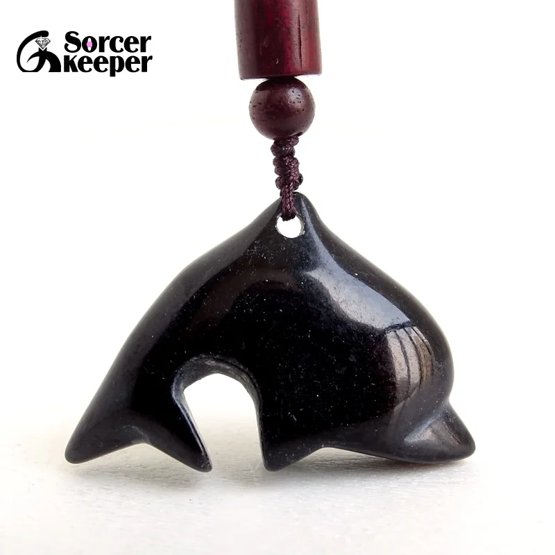 Ручной резной рыбы натуральный черный Агат Камень Подвеска для цепочки с