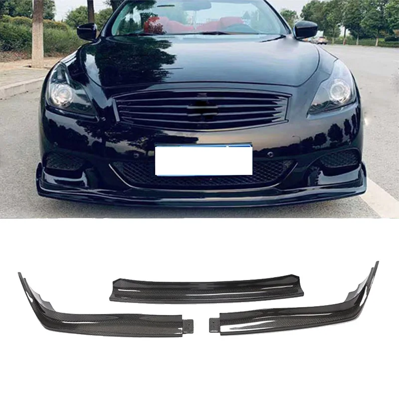 

Передний бампер автомобиля из углеродного волокна, спойлер для Infiniti G37 G25 G35 Coupe 2009-2013, передний подбородок, гоночный спойлер FRP, 3 шт.