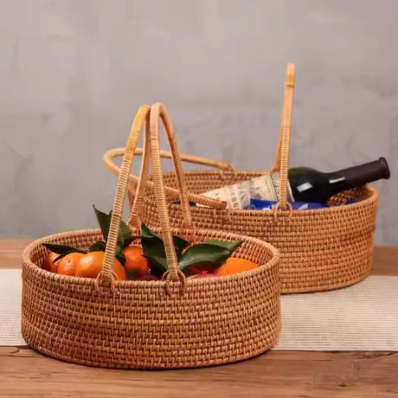 Бамбуковая корзина ручной работы с ручкой для производства из ротанга хранения