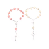 hot new imitation pearls rosary bracelet arm jewelry jesus cross beaded bracelet for girls gift lace elegant religious ornaments