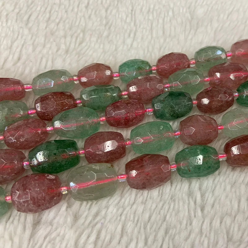 

Natural Strawberry Quartz Beads 15'' Faceted Oval Olive DIY Loose Beads For Jewelry Making Women Beads Bracelet Necklace Gift