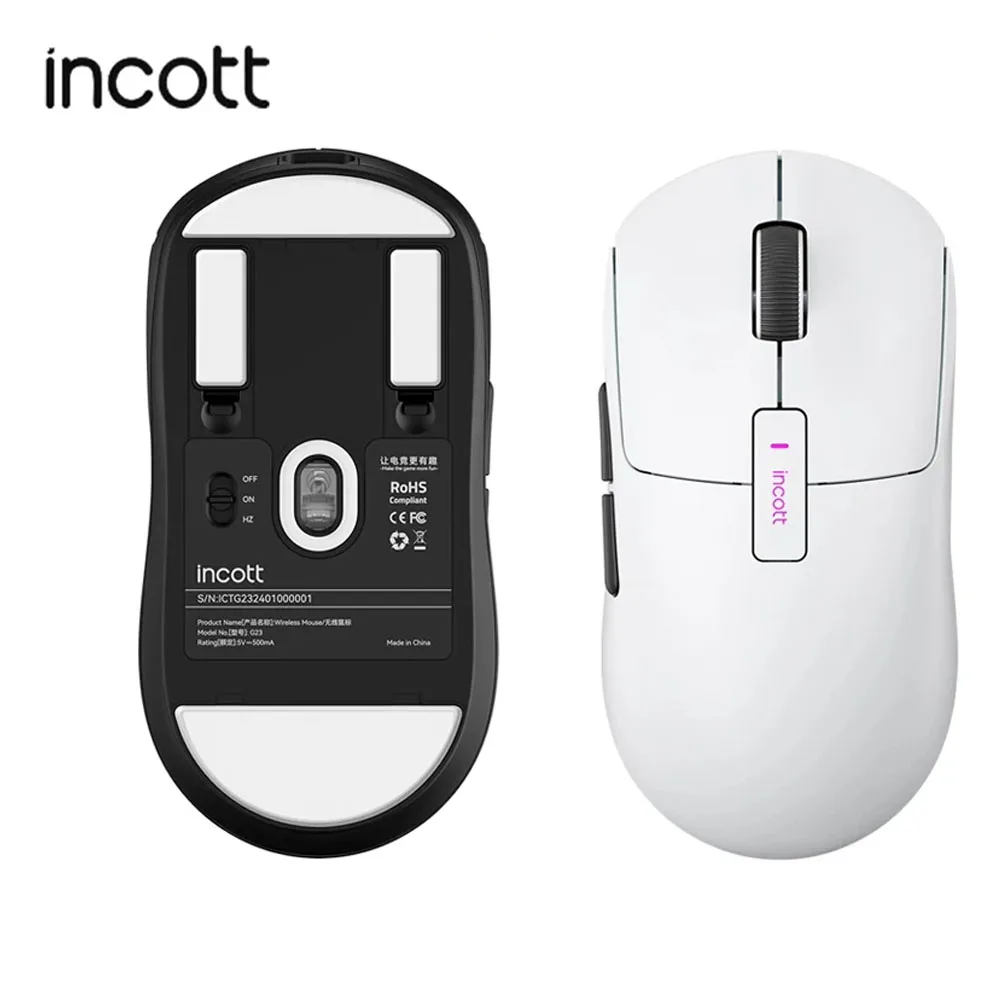 Фото Беспроводная мышь Incott G23 Pro 8k Paw3950 с датчиком, двойной режим, игровая мышь с быстрой зарядкой, игровая мышь с горячей заменой, плеер, подарок №1