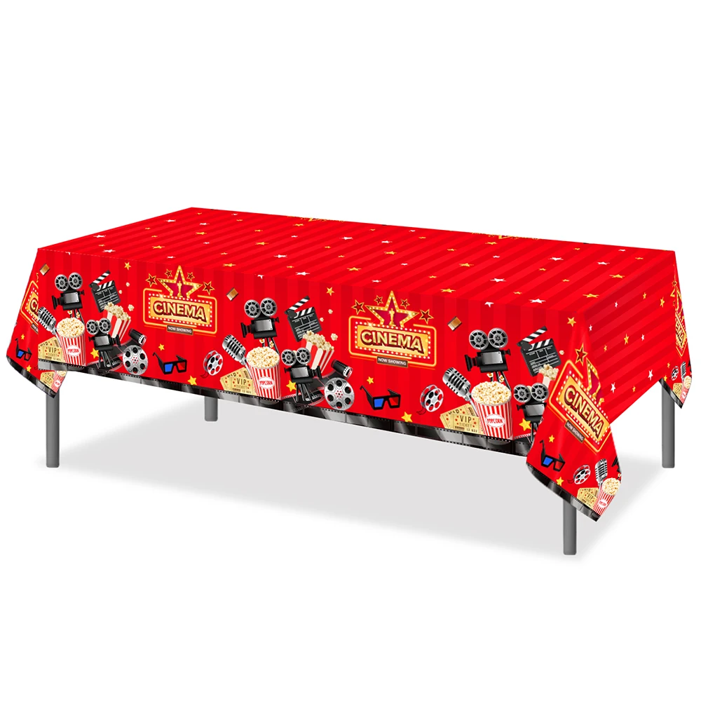 

130*220cm Film Showing Cinema Hollywood Movie Birthday Party Disposable Tableware PE Tablecloths Baby Shower Party Decorations