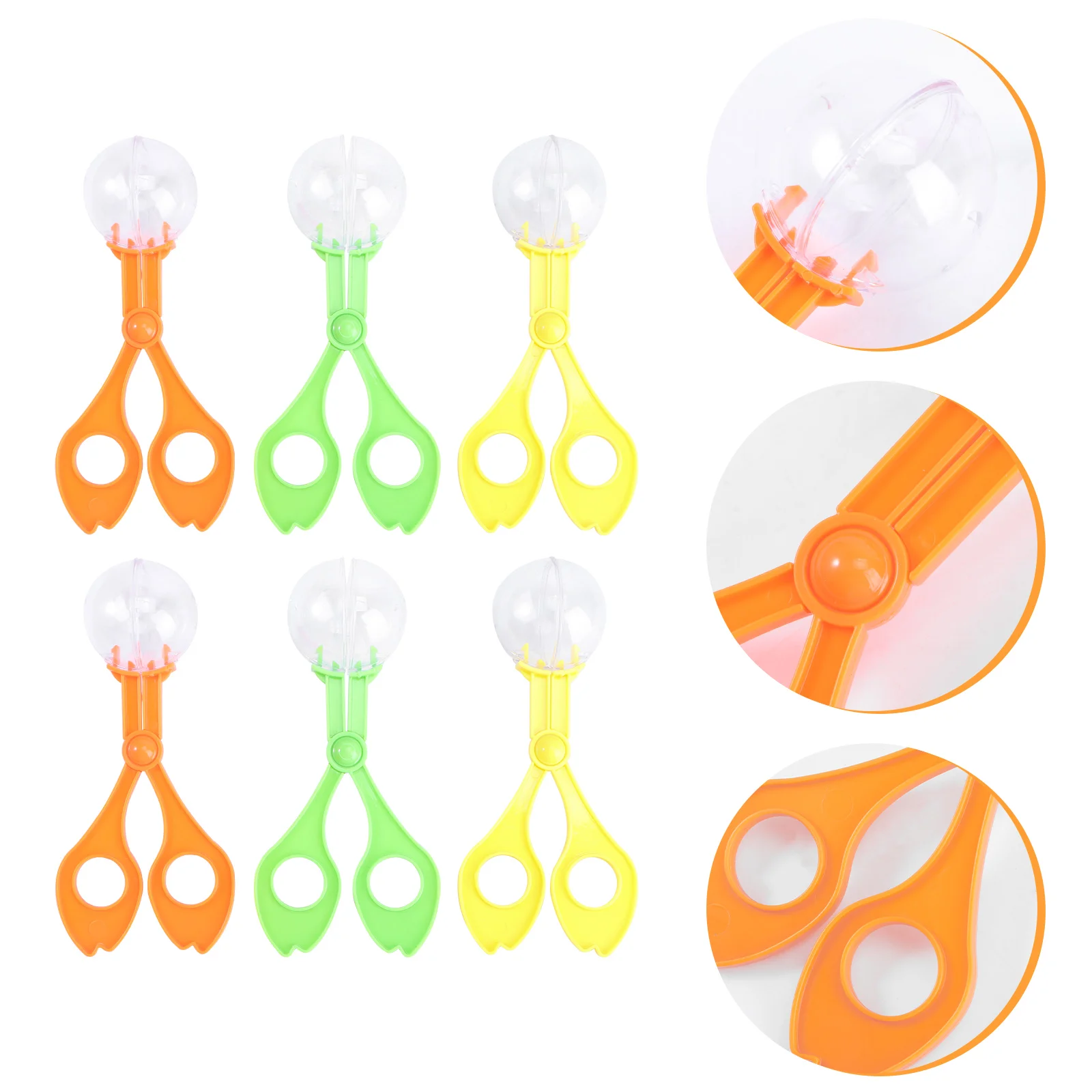 

6pcs Handy Scoopers Bug Catcher Bug Tongs Insects Catch Clamp Scissors Outdoor Toys for Kids (Random Color 14cm)