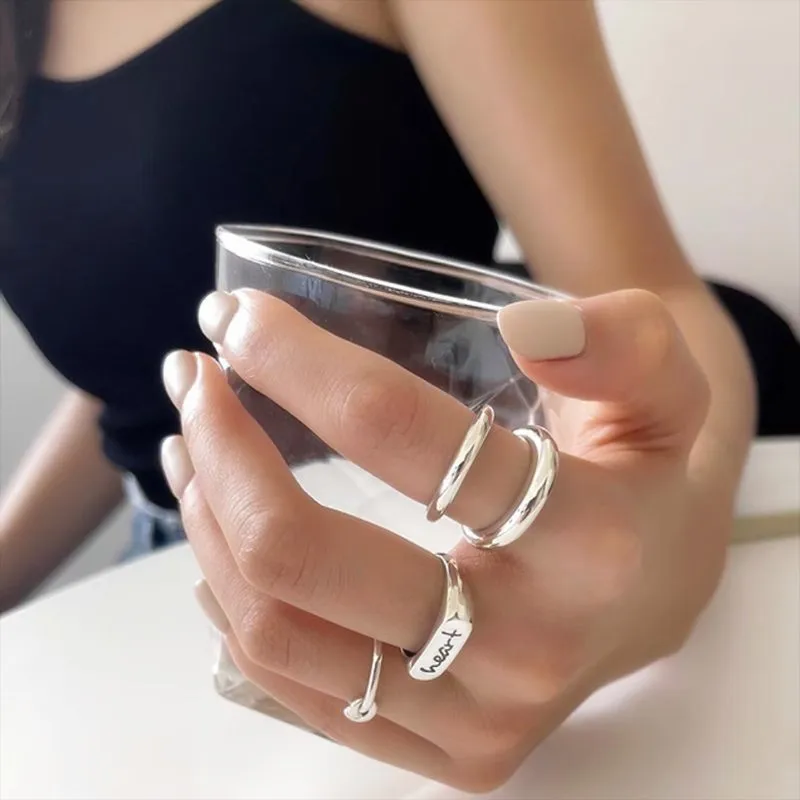 

Женское винтажное Открытое кольцо, регулируемое кольцо из стерлингового серебра 925 пробы с двумя буквами, минималистичное ювелирное издели...