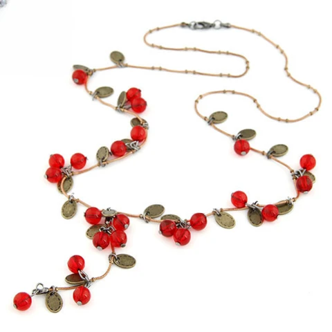Новое поступление, ожерелье-цепочка в стиле ретро с красными ягодами, оптовая продажа