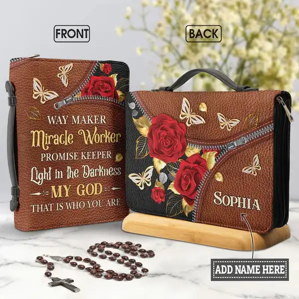 

Bible Cover Way Maker Miracle Worker Zippered Handle Handbags Practical Church Prayer Largr Capacity Bags Bible Storage Bags New