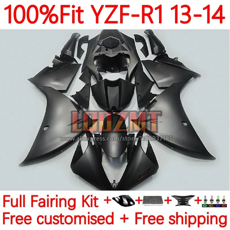 

Flat black OEM Fairing For YAMAHA YZF-R1 13-14 YZF R1 R 1 1000 CC YZFR1 2013 2014 1000CC YZF1000 13 14 Injection Frame 6No.3