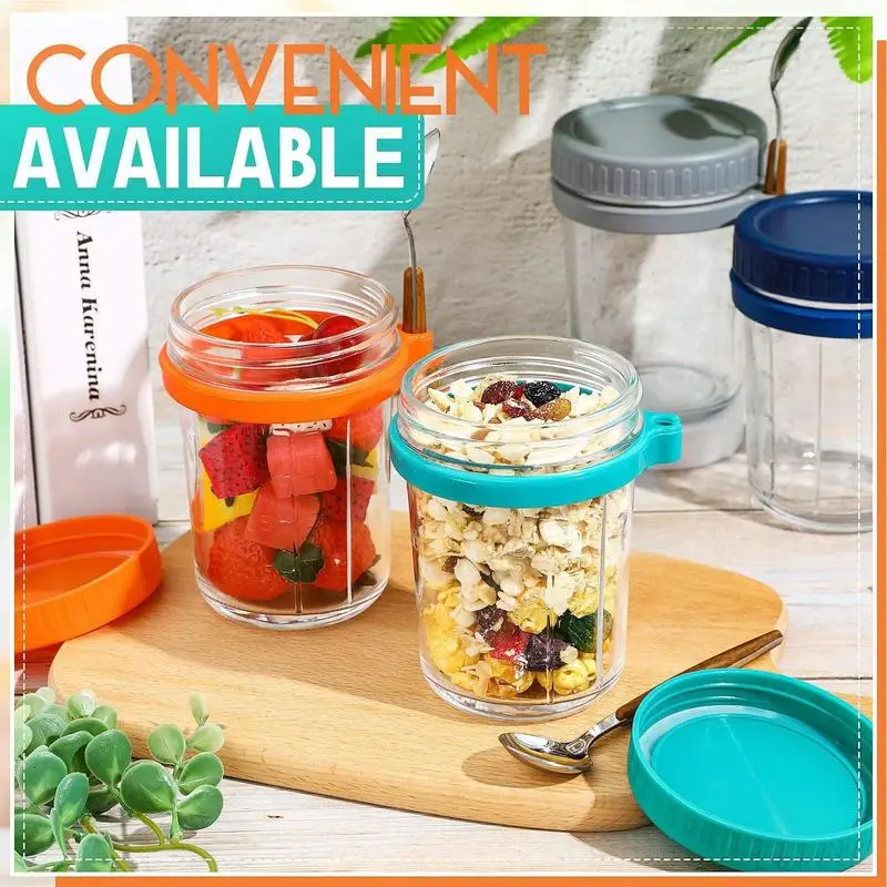 

Overnight Oats Containers With Lids 600ml Large Capacity Oats Jars With Measurement Marks Reusable OnThe Go Cups For Cereal