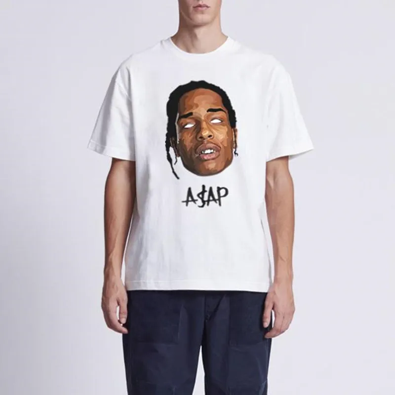 

ASAP Rocky A$AP Portrait Graphic Aesthetics T shirts Men Women Hip Hop Cotton Short Sleeve Loose Couple Top Casual Harajuku Tee