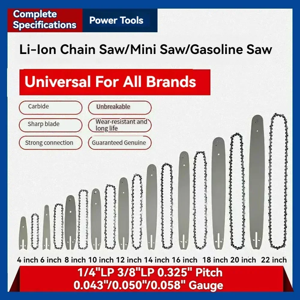 Электрическая бензопила 1/4 дюйма 3/8 LP 0 325 шаг 043 дюйма/0 050 058 манометр 4/6/8/10/12/14/16/18/20