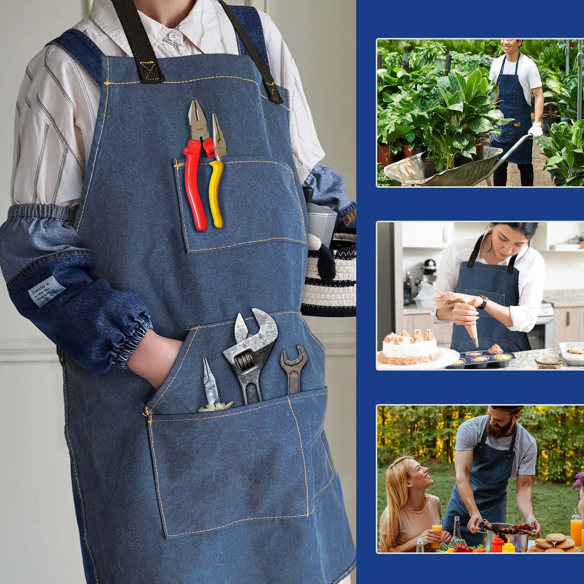 Фартук Для Мастерской С 5 Карманами. Прочный Холщовый Чехол Инструментов