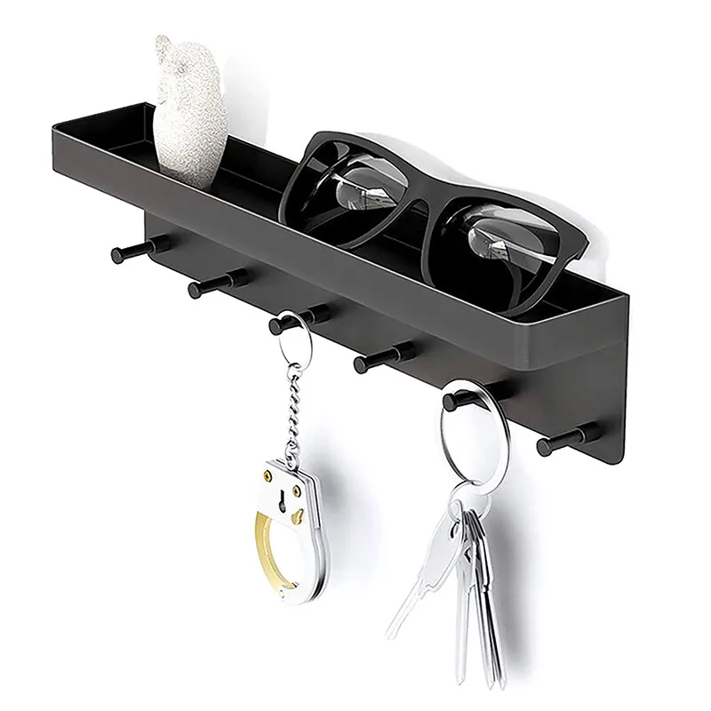 

White Key Holder for Wall Decor Mail Shelf Sorter Organizer Key Hanger Wall Mount with 6 Hooks Storage Rack for Kitchen Bathroom